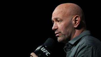 UFC president Dana White is seen on stage during the UFC 282 press conference at MGM Grand Garden Arena on December 08, 2022 in Las Vegas, Nevada. (Photo by Cooper Neill/Zuffa LLC)